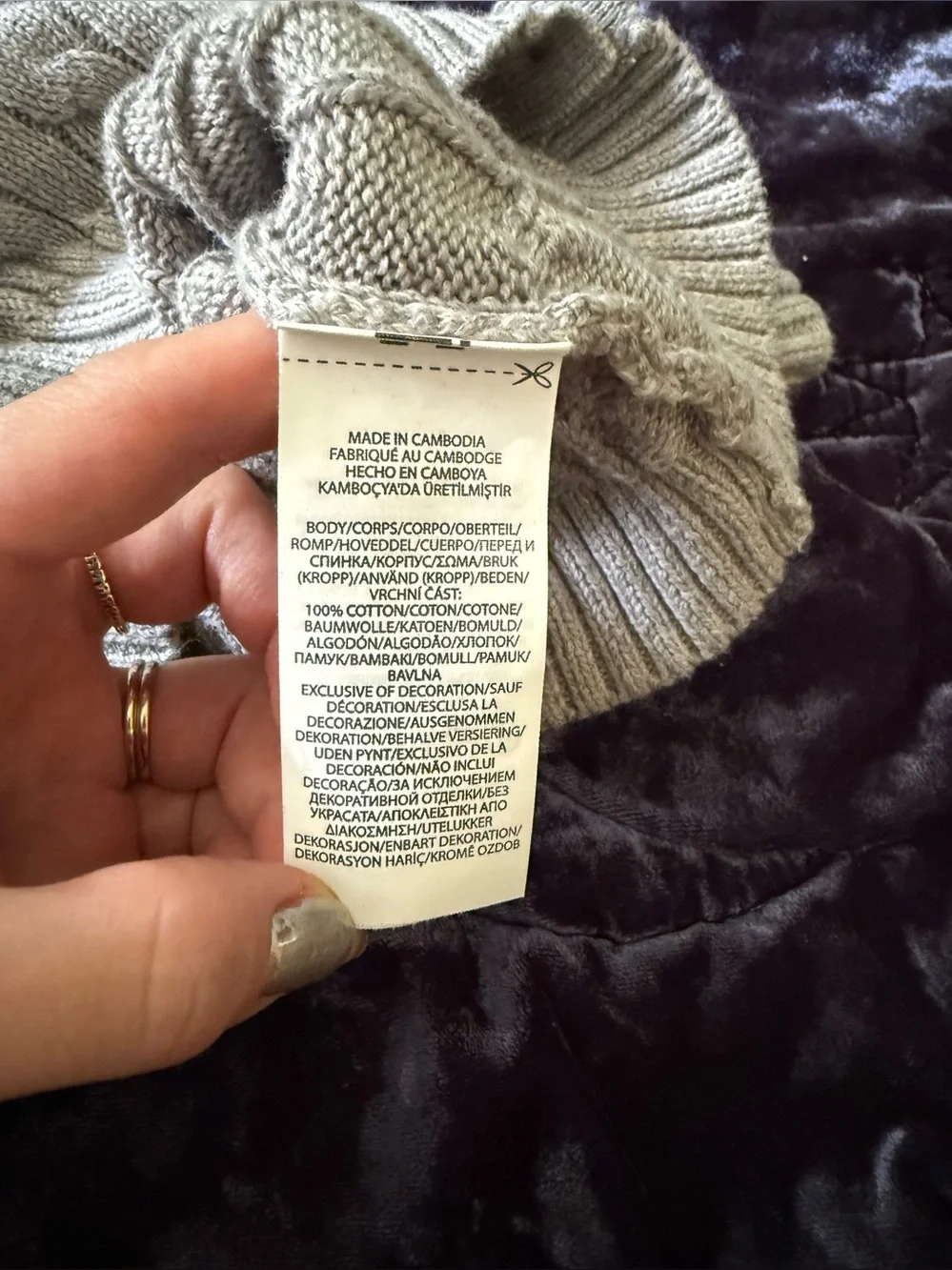 Ralph Lauren Baby Grey Cable-Knit Cardigan with Navy Logo